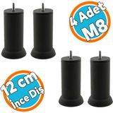 Nzb Mobilya Yüksletici Baza Metal Kanepe Koltuk Destek Ayağı M8 Civatalı Ince Diş Siyah Metal Ayak 12 cm (4 Adet)