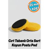 NZB Orta Sert Koyun Kuzu Postu Pedi Ø 125 mm Pasta Cila Polisaj Cırt Tabanlı Yün Sarı Renk ( 3 Adet)