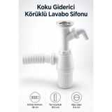 NZB Pis Su Giderli Sökülebilir Tas'lı Çift Gider Sifon Körüklü Temizlenebilir Mutfak Banyo Lavabo
