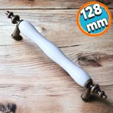 Nzb Porselen Antik Sarı Beyaz 128 Mm Kulp Mobilya Mutfak Kulplar Dolabı Çekmece Dolap Kapak Kulpu