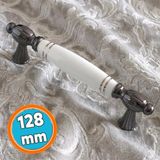 Nzb Porselen Beyaz Füme Çizgili 128 mm Mobilya Mutfak Kulp Çekmece Dolap Kulplar Kulpu Kulbu