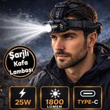 Nzb Profesyonel Şarjlı LED Kafa Lambası 25W 1800 Lümen Kamp Madenci Balıkçılık Zoomlu Baş Feneri