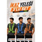 Nzb Reflektörlü Ikaz Yeleği Fosforlu 3'lü Set Ayarlanabilir Klipsli Pratik Motorcu Bisiklet Trafik Yelek - Standart - Renkli