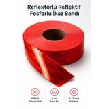 Nzb Reflektörlü Reflektif Fosforlu Şerit Bant Bandı 10 Metre-Kırmızı