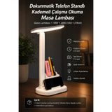 NZB Şarjlı Masa Lambası Gece Lambası 10w 3 Renk Telefon Tutucu Dokunmatik Kademeli Çalışma Okuma Işığı