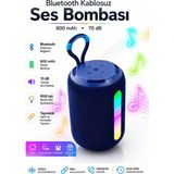 Nzb Şarjlı Taşınabilir Mavi Bluetooth Hoparlör Rgb LED Işıklı Güçlü Ses Bombası USB Type-C Kablosuz