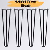 Nzb Sehpa Ayağı 71 cm Siyah Metal Masa Ayağı Dayanıklı Mobilya Destek Ayağı Yükseltici Model 4 Adet - Altın