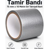Nzb Tamir Izolasyon Bandı 75 mm x 10 Metre Gri Genel Duct Tape Su Geçirmez Sızdırmazlık Takviye Bantları - 1 Adet