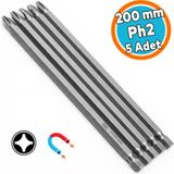 Nzb Tayvan Çeliği Mıknatıslı Yıldız Ph2 Bits Uç Manyetik 1/4" Matkap Ucu 20 cm Uzunluk (5 Adet) - Gri