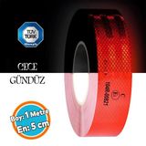 Nzb Tüvtürk Onaylı Bant Belgeli Reflektörlü Reflektif Fosforlu Şerit Bant Ikaz Bandıkırmızı 1 Metre 5 cm