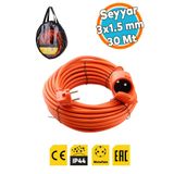 NZB Uzatma Kablosu 3x1.5 mm CCA 30 METRE Topraklı Kablolu Tekli Grup Fiş Priz Kapaklı Monofaze Ev Tipi