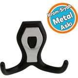 Nzb Vestiyer Mobilya Duvar Askısı Metal Dolap Elbise Askılığı Siyah Renk Askı Krom Kapaklı