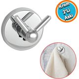 Nzb Vidalı Banyo Lavabo Wc Askısı Çatal 2'li Askılık Krom Renk Metal Sağlam Aparat Bornoz Havlu Asma Askı