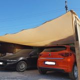Nzl File Ambalaj Gölgelik File Otopark Gölgeliği - 95lik - 4 Metre En Krem - Şeritli Halkalı - Plaj Çadırı Balkon Gölgelik - 3 x 4 m