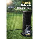 Nzl File Ambalaj Plastik Siyah Dekoratif Bahçe Çiti Perde Balkon Filesi 20 mm Göz Kedi Filesi Kümes Filesi Çiti - 1 X 21