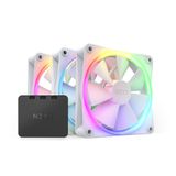 NZXT F120 RGB Fanlar - RF-R12TF-W1 - Gelişmiş RGB Aydınlatma Özelleştirme - Fısıltılı Sessiz Soğutma - Üçlü (RGB Fan ve Denetleyici DAHIL) - 120mm Fan - Beyaz