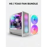 Nzxt H5 Flow / F240 RF-U24HF-W1 Bundle Set (2024) Beyaz Rgb Temperli Cam USB 3.2 Atx Mid Tower Kasa