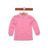 NZY Tekstil Pembe Polo Yaka Uzun Kol Çocuk Genç Okul Tişört