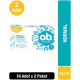 O.B. 16'lı X2 Normal Tampon Sızıntı Önleyici Teknoloji ile Konforlu Kullanım