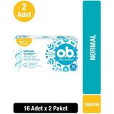 O.B. Normal Tampon 16'lı x 2 Paket - SilkTouch Kaplama ile Ekstra Koruma ve Ultra İnce Konfor