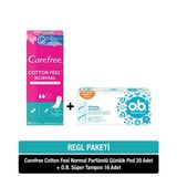 O.b O B Süper Tampon 16 Adet Carefree Pamuk Feel Normal Parfümlü Günlük Ped 20 Adet