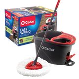 O-Cedar EasyWring Mikrofiber Spin Mop, Kovalı Zemin Temizleme Sistemi, Kırmızı, Gri