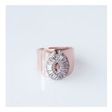 Ö Harfi Baget Taşlı Rose Gold Kaplama Gümüş Yüzük