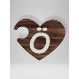 Ö Harfi (Sağ Parça) – Ahşap Puzzle Kalp Harf Magnet – Buzdolabı Süsü – İkili Uyumlu (kod:1026)