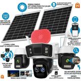 O-KAM-4075 3 Lens Görüntü 10X Optik Zoom Sirenli Çift Güneş Enerji Panelli 4g Kamera - Siyah - Beyaz