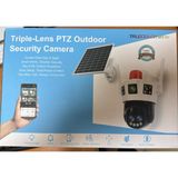 O-Kam 7050 3 Lens Siren + Mikrofon + Hoparlör 10X Optic Wifi Solar Güneş Panelli Kamera - 1 Adet
