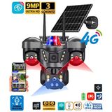 O-kam 8050 9MP Ultrahd 4G Solar Akıllı Güvenlik Kamerası 3 Kamera ile Geniş Görüş Açısı - Siyah