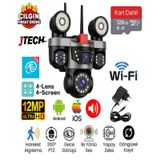 O-kam Ok-231 Premi Umw 3mp+3mp+3mp+3mp 12mp Wi -fi 4 Lens Çakarlı Alert 1 Ptz Akıllı Kamera + 128gb Sd Kart