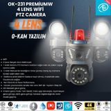 O-Kam OK-231 Premium Wifi 4 Lens Mikrofon + Hoparlör + Siren + Çakar + Alarm Kamera - 1 Adet