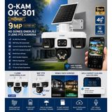 O-Kam OK-301 Premium 9mp Aov 4g Sim Kartlı Solar Panelli 3 Lens 1 Alert Ptz Akıllı Kamera