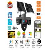 O-kam Ok-335 Premium 4g 12mp Sim Kartlı Solar Panelli Çakarlı 4 Lens 1 Ptz Akıllı Kamera