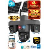 O-Kam Ok335 12Mp 4 Kameralı 4G Çift Solar Panel Aov Gece Görüş Sesli Konuşma Çakar Led