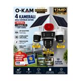 O-KAM OK337B Premium 12MP 4 Kameralı 4G Çift Solar Panel AOV Gece Görüş Sesli Konuşma Akıllı Kamera 1 yıllık Turkcell Sim Kart