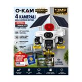 O-Kam Ok337b Premium 12Mp 4 Kameralı 4G Çift Solar Panel Aov Gece Görüş Sesli Konuşma Akıllı Kamera Turkcell Sim Kart
