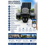 O-Kam Solar Enerjili Wifi Bağlantılı 3 Kameralı (2 Sabit 1 Hareketli) Güvenlik Kamerası Gece Görüşlü 360? Hd 4Mp Sirenli
