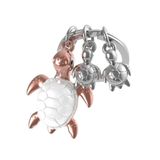 O meta[l]morphose MTM195 Kaplumbağa Ailesi Anahtarlık, Beyaz- Rose Gold - Gümüş
