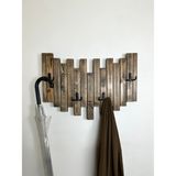 O&a Wood Doğal Ahşap Simetrik Masif 4 Askılı Vestiyer Portmanto Vintage Ceviz - Antrasit - Ceviz