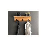 O&A WOOD Doğal Ahşap Vestiyer, Dekoratif 3 Askılı Portmanto, Raflı Vintage Elbise Askısı
