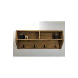 O&a Wood Doğal Ahşap Vestiyer, Dekoratif 4 Askılı Portmanto, Raflı 2 Bölmeli Vintage Elbise Askısı Açık Meşe