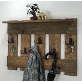 O&A Wood Doğal Ahşap Vestiyer Dekoratif 5 Askılı Portmanto Raflı Vintage Elbise Askısı Meşe