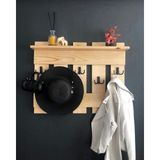 O&A Wood Doğal Ahşap Vestiyer, Dekoratif 5 Askılı Portmanto
