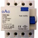 Oag 4 Kutuplu 4p 40a 30ma Kaçak Akım Koruma Rölesi 1011358