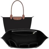 OAikor Longchamp Çanta Düzenleyici Ekleme Le Pliage Büyük Bez Çantalarla Uyumlu, Keçe Fermuarlı Çanta Düzenleyici Ekleme, Bardak Tutuculu, 8 Bölmeli (Siyah, L)