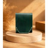 Oakco Leather Hakiki Deri Yeşil ve Taba Çıtçıtlı El Yapımı Cüzdan