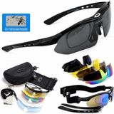 Oakley Polarized 5 Lensli Taktik Gözlük / Tactical Gözlük / Sporcu Airsoft Gözlüğü - Siyah - Standart