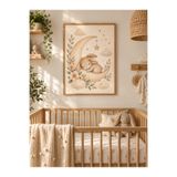 OAKY Life Ayda Uyuyan Tavşan Tablo – Çerçeve Görünümlü MDF Bebek ve Çocuk Odası Duvar Dekoru
